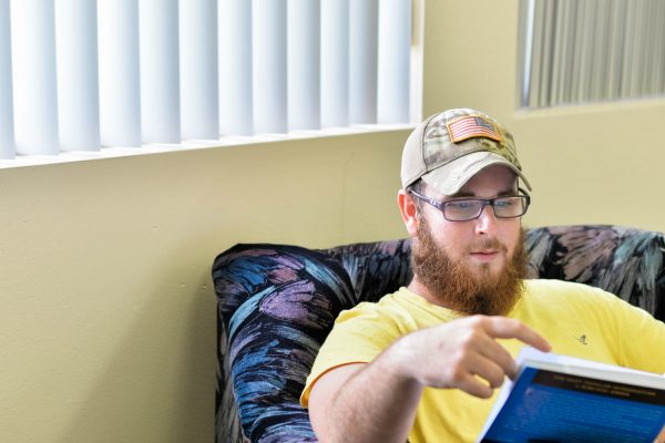 student reading