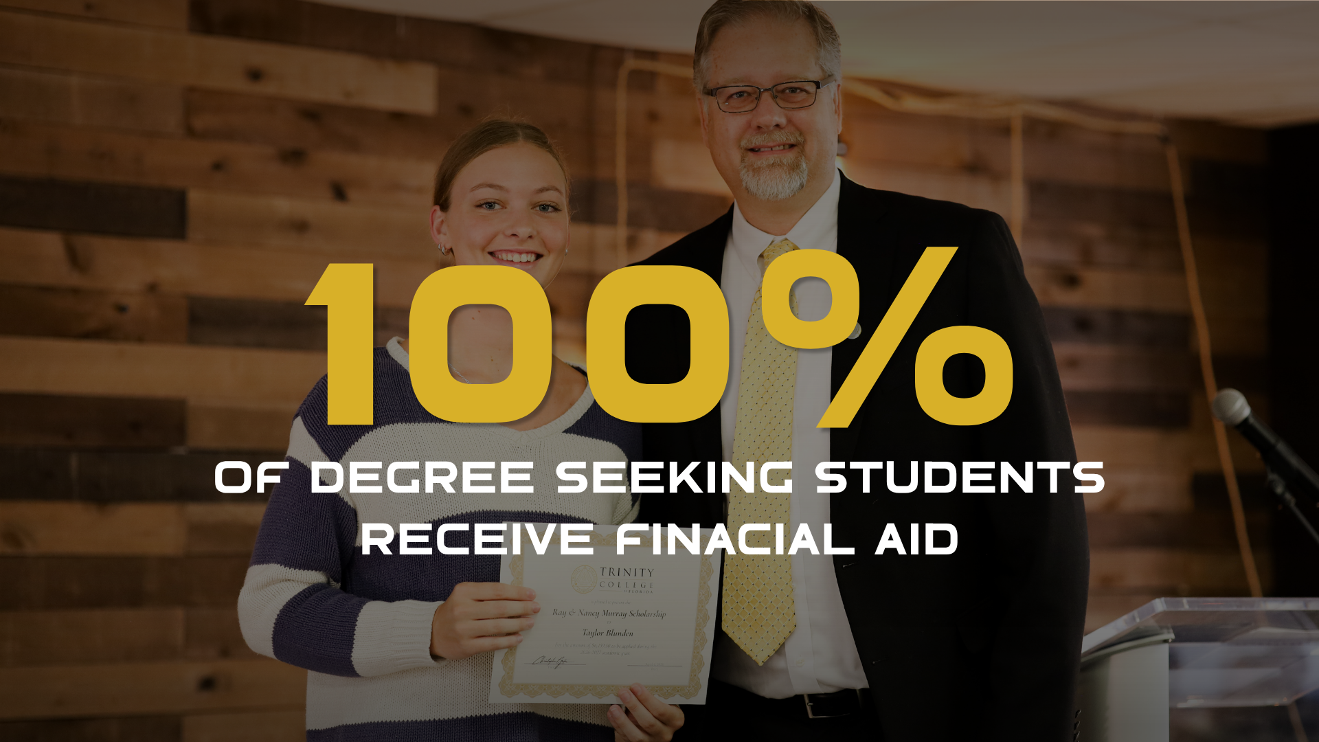 Financial Aid, 100% of degree seeking students receive financial aid, Trinity College of Florida